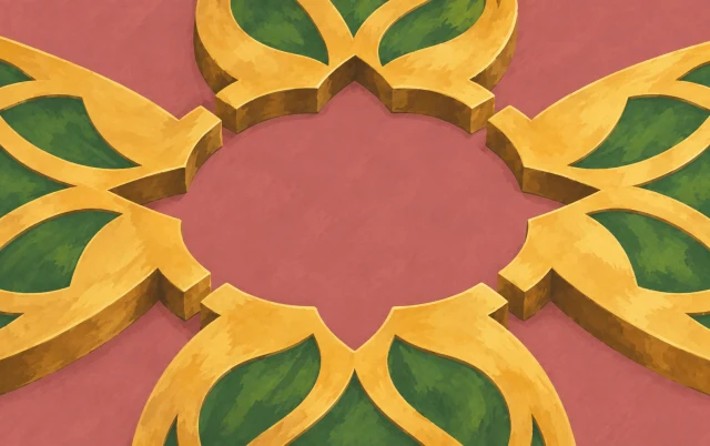 A patterned board has a missing central piece, leaving an empty recess amid the cropped pattern.