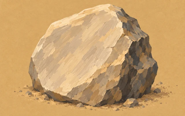 A stone presents a broad smooth face beside a narrow rough edge and a little scattered powder.