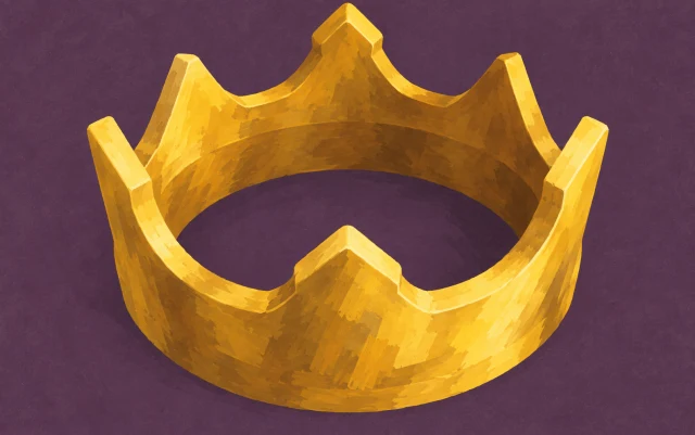 A simple thick crown is viewed from above, revealing its open and empty center.
