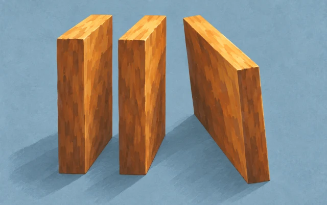 One of three short parallel panels turns diagonally to leave a small passage between them.