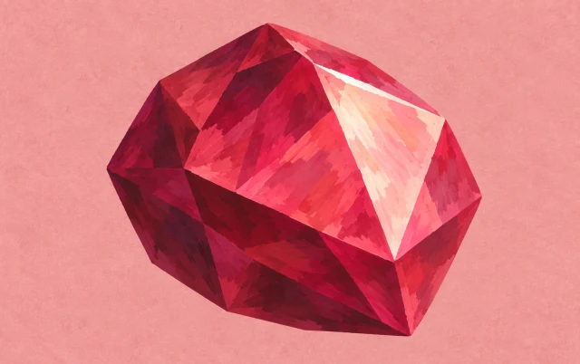 A large matte jewel sits slightly off center, with light falling on just one carefully cut facet.