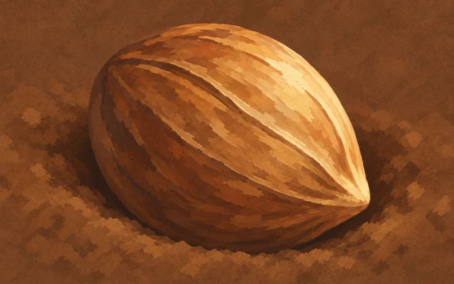 A single whole seed tilts slightly in an extreme close view of its textured shell.